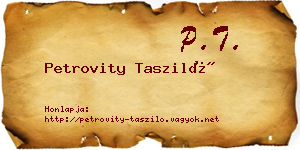 Petrovity Tasziló névjegykártya